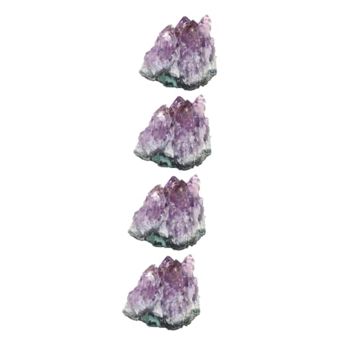 HOMSFOU 4 Stück groß Kristallsteine lila Quarz Geode echte Kristalle tief Ornament Dekor Kristall-Bastelmaterial Kristallstein schmücken irregulär Kristall-Cluster Probe Zubehör Felsen von HOMSFOU