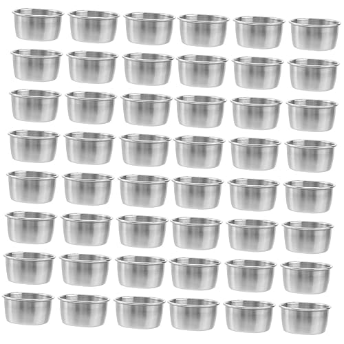 HOMSFOU 48-Teiliges Serviertablett Mini-Dessertbehälter Lebensmittelbehälter Mini-Snacks Stahlschüssel Runde Ketchup-Tassen Untertassen Schüssel Snackschalen Auflaufförmchen von HOMSFOU