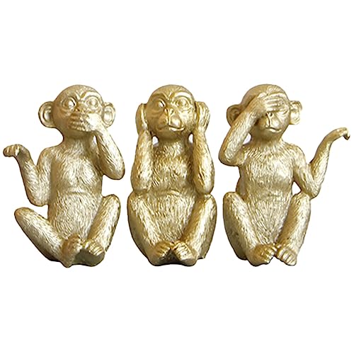 HOMSFOU Affenfigur Aus Harz 3 Stück Feng-Shui-Statue Niedliche Tierfigur Handgefertigt Sehen Hören Sprechen Nichts Böses Affenfiguren Heimdekoration von HOMSFOU
