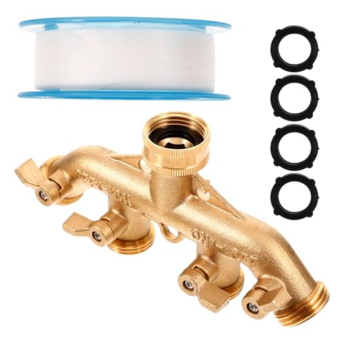 HOMSFOU Messing-Gartenschlauch-Splitter 4-Wege: Robuster Messing-Schlauchanschluss Wasserhahn-Splitter Schlauchzapfen-Adapter Mit Gummi-Unterlegscheiben HOMSFOU Messing-Gartenschlauch-Splitter 4-Wege: Robuster Messing-Schlauchanschluss Wasserhahn-Splitter Schlauchzapfen-Adapter Mit Gummi-Unterlegscheiben von HOMSFOU