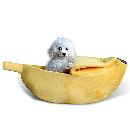 HOMU Katze Bananenbett Haustier Hund Boot Warm Hourse, Weiches Gelbes Schlafnest, Schöne Haustierzubehör für Katzen Kätzchen Kaninchen Kleine Hunde Bett von HOMU