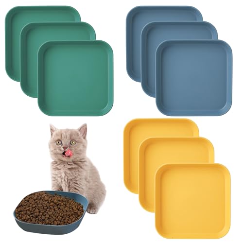 Fressnapf Katze Futternapf für Katzen: HOMURY Katzennapf 9er Set, Quadrat Katzenteller Flach Katzennapf, Katzenschüssel, Kleine Katzen Fressnapf, Katzenschüssel für Trockenfutter und Nassfutter von HOMURY