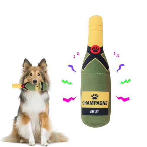 HOMURY Quietschendes Hundespielzeug Kauspielzeug Plüsch-Hundespielzeug Quietschspielzeug Hunde-Bierflasche Plüschtier Hundespielzeug Hund Bierflasche Spielzeug für Kleine, Mittlere und Große Hunde von HOMURY