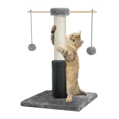 HOMYHANDS Katzen-Kratzbäume, 53 cm, für Indoor-Katzen, mit abnehmbaren Bommelstäbchen, 56,9 cm, langlebiger Sisal-Kratzbaum mit 2 baumelnden Bällen, Katzenspielzeug für mittelgroße Katzen, Kätzchen HOMYHANDS Katzen-Kratzbäume, 53 cm, für Indoor-Katzen, mit abnehmbaren Bommelstäbchen, 56,9 cm, langlebiger Sisal-Kratzbaum mit 2 baumelnden Bällen, Katzenspielzeug für mittelgroße Katzen, Kätzchen von HOMYHANDS