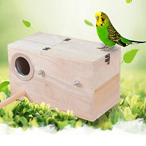 Holz Vogel Box, Sittich Nest Box, Vogel Nestend Haus, Zucht Box für Unzertrennlichen, Papagei, Nymphensittich, Papagei Paarung Voliere Box mit Links Offene Fenster - s von HOMYY