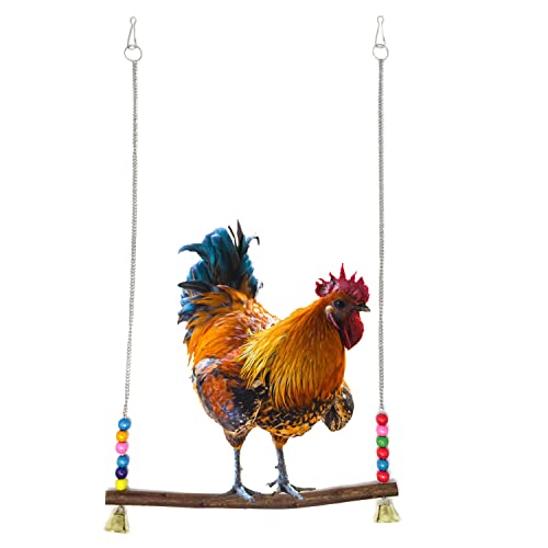 Honbay Hühnerschaukel aus Holz, handgefertigt, Vogelschaukel, Vogelspielzeug für große Vögel, Papageien, Hühner, Hahn, Aras von HONBAY