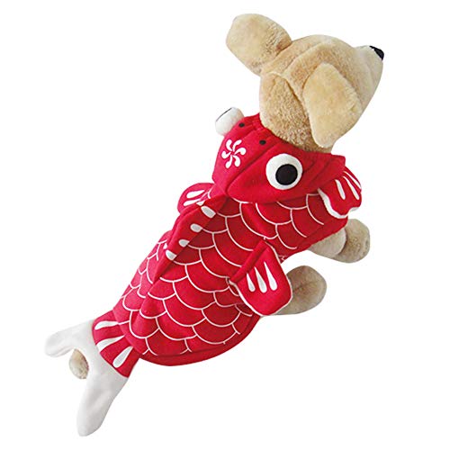 Funny Dreidimensionales Halloween Kleine Hund Katze Fisch Goldfisch Kostüm Outfits Entzückender Winter Warmer Hundejacke Mantel Hoodie rot M von HONGBI