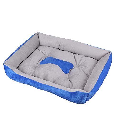 Hundebett Hundekissen, Waschbares Hundebett mit Rand, Hundesofa für Kleine, Mittlere und Grosse Hunde, Rutschfestes Hundekörbchen, Robust und Gemütlich Blau grau M von HONGBI