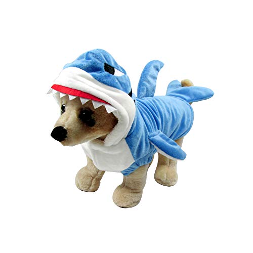 Hundekostüm Hai-Kostüm Warme Mantel süßes Haustier Hoodie Kleidung für Katzen und Hunde Halloween Urlaub Kostüm für Blau L von HONGBI