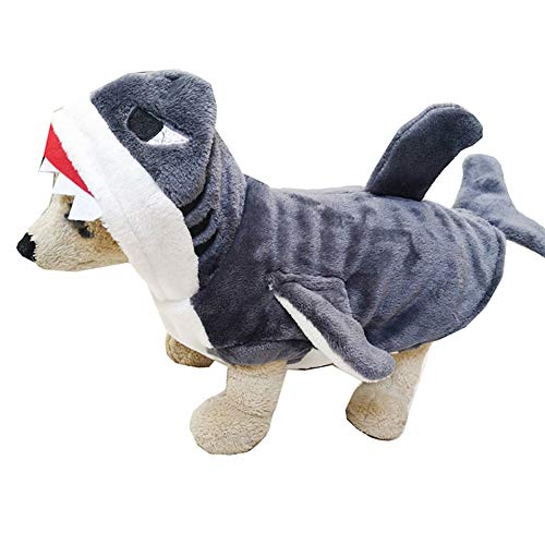 Hundekostüm Hai-Kostüm Warme Mantel süßes Haustier Hoodie Kleidung für Katzen und Hunde Halloween Urlaub Kostüm für grau L von HONGBI