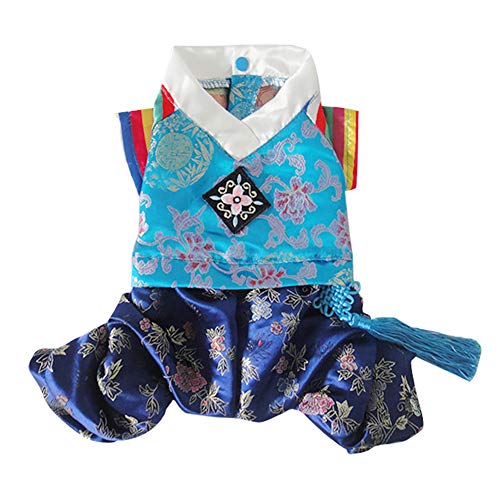 Sommer Kleine Hundekatze Traditionell Hanbok Kostüm Haustier Urlaubskleidung Bestickt Kleidung für Jungen Mädchen 1 L von HONGBI