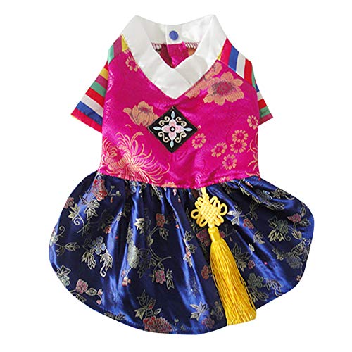 Sommer Kleine Hundekatze Traditionell Hanbok Kostüm Haustier Urlaubskleidung Bestickt Kleidung für Jungen Mädchen wie das Bild zeigt L von HONGBI