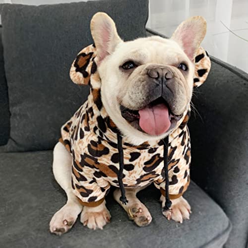 Winter-Hundekleidung Leopard Hundemantel Jacke Fette Hunde Kleidung Französische Bulldogge Haustierkleidung für kleine mittlere Hunde Haustierprodukte-Leopard,XL von HONGCANG