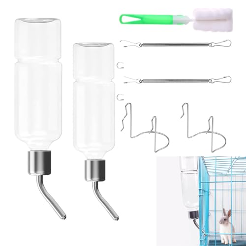 Hängende Haustiere Wasserflaschen, Trinkflasche Kaninchen mit Halterung,Hasen Trinkflasche, Kaninchen-Trinkflaschen, für Kaninchen Meerschweinchen Hamster Chinchillas, 2 Stück von HONGECB