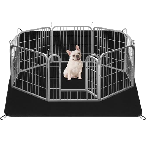 Hundezaun, Welpenlaufstall, tragbar, für den Innenbereich, für kleine und mittelgroße Hunde, Kaninchen, Katzen, mit Bodenpolstern (24 x 24 x 8 Paneele, Zaun mit Pad) von HONGFENGDZ