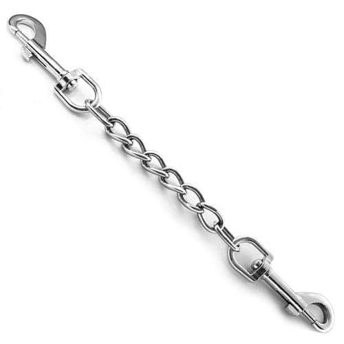 Backup-Gurt für Hundehalsband, Geschirr am Halsband, Sicherheitsclip, Metall-Edelstahl-Kette, Sicherheitsgurt, ausbruchsichere Sicherheitsbefestigung für Hunde, Sicherung, Stecker, 25,4 cm Backup-Gurt für Hundehalsband, Geschirr am Halsband, Sicherheitsclip, Metall-Edelstahl-Kette, Sicherheitsgurt, ausbruchsichere Sicherheitsbefestigung für Hunde, Sicherung, Stecker, 25,4 cm von HONGSAGE