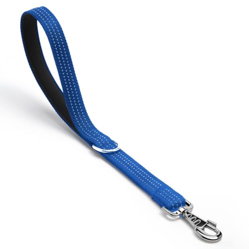 Hundeleine, robuster Metallhaken, reflektierende Trainingsleine, Nylon, gepolsterter Griff, kurze Hundeleine, Blau, 45,7 cm von HONGSAGE