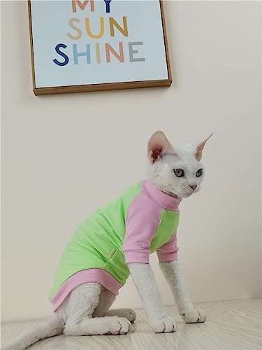 HONGSUO Sphinx Katze Kleidung haarlose Katze Sommer Dünnschnitt Pullover Reine Baumwolle T-Shirt 4 Farben,Farbe 1,XXL von HONGSUO