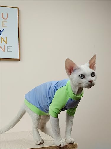 HONGSUO Sphinx Katze Kleidung haarlose Katze Sommer dünner Abschnitt Pullover Reine Baumwolle T-Shirt 4 Farben,Farbe 2,L von HONGSUO