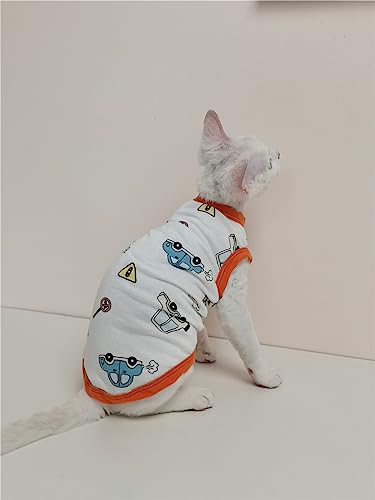 HONGSUO Sphinx-Katzenkleidung, Haarlose Katze, Sommer-Baumwollweste, Klimaanlage, Kleidung, T-Shirt,Weste,M von HONGSUO