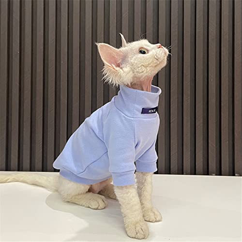HONGSUO Sphinx Katzenkleidung Haarlose Katze Devon Baumwoll-T-Shirt Einfaches Bodenhemd Klimaanzug, Farbe 1, M+ von HONGSUO