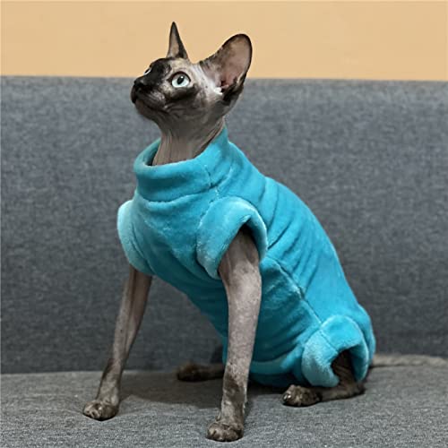 HONGSUO Sphinx Katzenkleidung Haarlose Katze Devon Flanell Warme Weste 4-Bein, blau 4-Bein, XL von HONGSUO