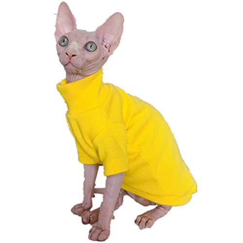 HONGSUO Sphinx Katzenkleidung haarlose Katze Devon Herbst und Winter Stehkragen Hemd Warmer Pullover, gelb, XL von HONGSUO