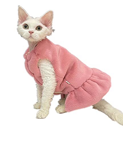 HONGSUO Sphinx Katzenkleidung haarlose Katze Devon Herbst und Winter Warmer Westenrock Schlicht und bequem, pink, XS von HONGSUO