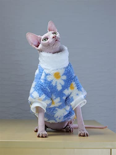 HONGSUO Sphinx Katzenkleidung haarlose Katze Devon Lammfellmantel gefütterter Pullover, blau, XL+ von HONGSUO