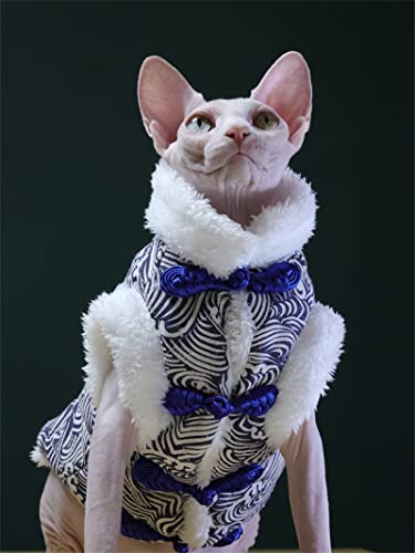 HONGSUO Sphinx Katzenkleidung haarlose Katze Devon Steppweste aus Reiner Baumwolle hält warm und modisch, Farbe 1, L+ von HONGSUO