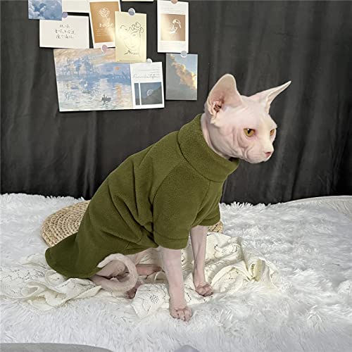 HONGSUO Sphinx Katzenkleidung haarlose Katze Devon Warmer Fleecepullover bequemes Unterhemd, grün, XS von HONGSUO