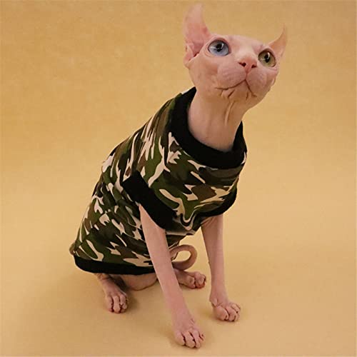 HONGSUO Sphinx Katzenkleidung haarlose Katze Devon Warmer Pullover Frühling und Herbst Baumwollunterhemd, Weste (Kurze Füße), M von HONGSUO