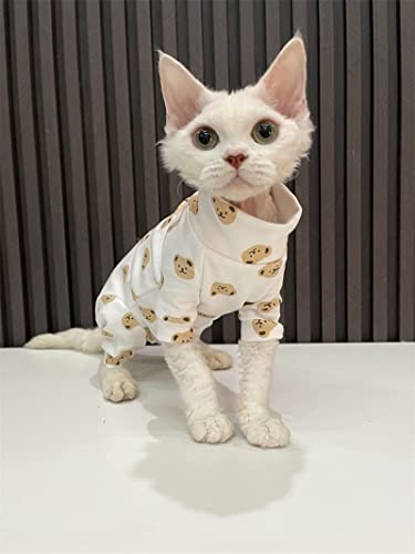 HONGSUO Sphinx Katzenkleidung haarlose Katze Devon aus Reiner Baumwolle Cartoon-Bodenhemd dünnes 4-beiniges Hemd, Farbe 1, M+ von HONGSUO
