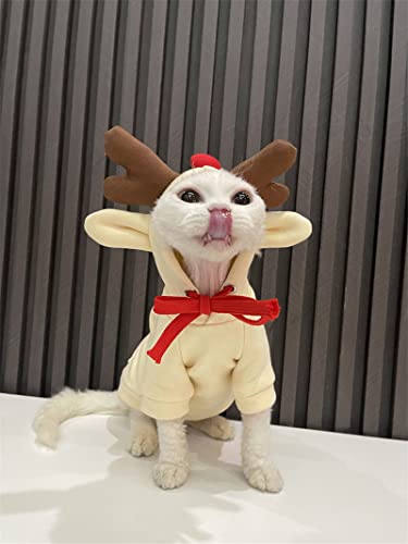 HONGSUO Sphinx Katzenkleidung haarlose Katze Devon süßer Pullover mit Kapuze 2 Farben erhältlich, beige, M+ von HONGSUO