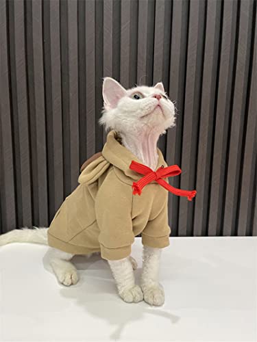 HONGSUO Sphinx Katzenkleidung haarlose Katze Devon süßer Pullover mit Kapuze 2 Farben erhältlich, braun, L+ von HONGSUO