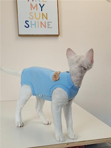 HONGSUO Sphynx-Katze Haarlose Katze Sommer Reine Baumwolle 4-Bein-Kleidung,Blau,XL von HONGSUO