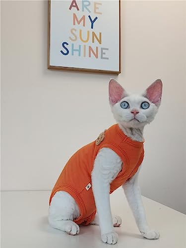 HONGSUO Sphynx-Katze Haarlose Katze Sommer Reine Baumwolle 4-Bein-Kleidung,orange,XL von HONGSUO