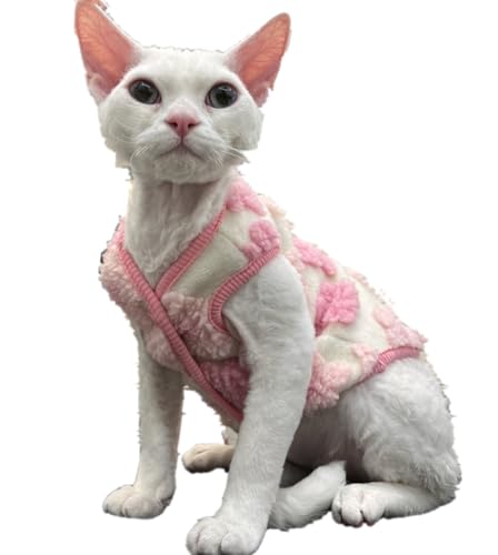 HONGSUO Sphynx-Katzenkleidung, Devon, Haarlose Katze, Herbst- Und Winterweste, 3 Farben, Bequem Und Ausziehbar,Rosa,L von HONGSUO