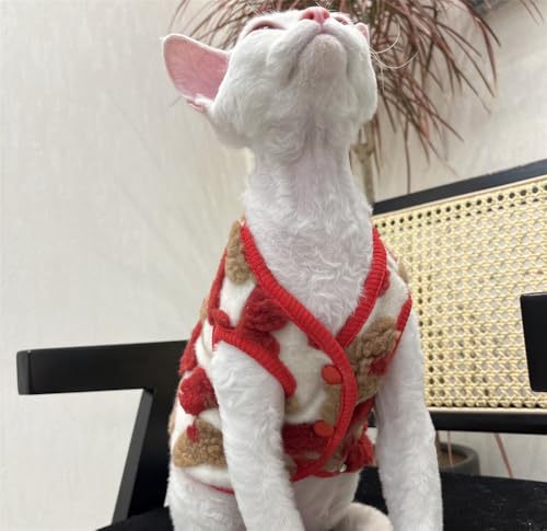 HONGSUO Sphynx-Katzenkleidung, Devon, Haarlose Katze, Herbst- Und Winterweste, 3 Farben, Bequem Und Ausziehbar,Rot,L HONGSUO Sphynx-Katzenkleidung, Devon, Haarlose Katze, Herbst- Und Winterweste, 3 Farben, Bequem Und Ausziehbar,Rot,L von HONGSUO
