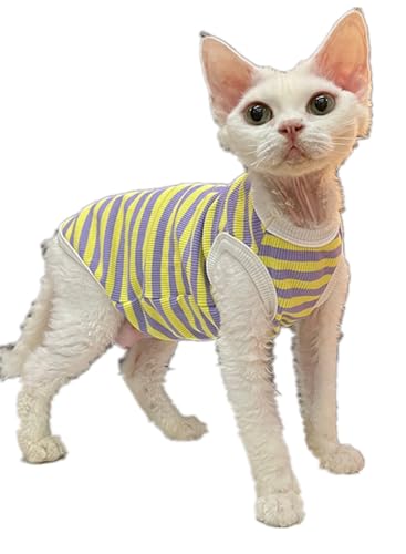 HONGSUO Sphynx-Katzenkleidung, Devon/Haarlose Katze, Baumwollweste, Ärmelloses T-Shirt, Dehnbar Und Bequem,Weste,XL+ HONGSUO Sphynx-Katzenkleidung, Devon/Haarlose Katze, Baumwollweste, Ärmelloses T-Shirt, Dehnbar Und Bequem,Weste,XL+ von HONGSUO