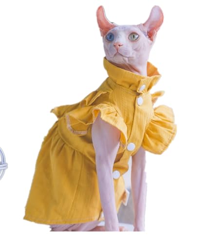HONGSUO Sphynx-Katzenkleidung, Devon/Haarlose Katze, Sommer-Baumwollkleid, Gelb, Bequem, Anti-Ausziehen,Gelb,XL HONGSUO Sphynx-Katzenkleidung, Devon/Haarlose Katze, Sommer-Baumwollkleid, Gelb, Bequem, Anti-Ausziehen,Gelb,XL von HONGSUO