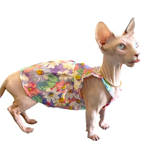 HONGSUO Sphynx-Katzenkleidung, Devon/Haarlose Katze, Sommer-Unterhemd, Herzblüten-Rock, Reine Baumwolle, Sonnenschutz,Leibchen,XS HONGSUO Sphynx-Katzenkleidung, Devon/Haarlose Katze, Sommer-Unterhemd, Herzblüten-Rock, Reine Baumwolle, Sonnenschutz,Leibchen,XS von HONGSUO