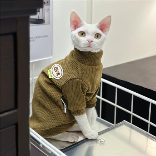 HONGSUO Sphynx-Katzenkleidung, Haarlose Katze, Herbst Und Winter, Warmes Sweatshirt, Chenille-Samtpullover,Farbe 1,XXL von HONGSUO