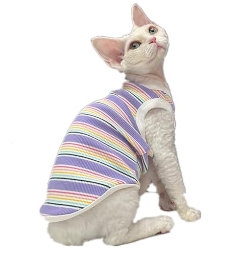 HONGSUO Sphynx-Katzenkleidung Devon/Haarlose Katze, Reine Baumwolle, Elastische, Ärmellose Weste, Gestreift, Bequemes, Atmungsaktives T-Shirt,T-Shirt,XL+ HONGSUO Sphynx-Katzenkleidung Devon/Haarlose Katze, Reine Baumwolle, Elastische, Ärmellose Weste, Gestreift, Bequemes, Atmungsaktives T-Shirt,T-Shirt,XL+ von HONGSUO