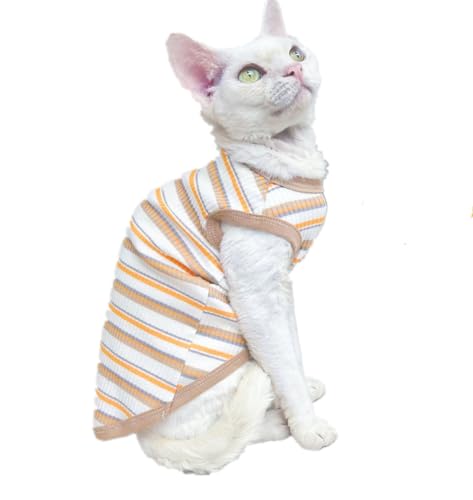 HONGSUO Sphynx-Katzenkleidung Devon/Haarlose Katze, Weste Aus Reiner Baumwolle, Gestreiftes T-Shirt, Weich Und Bequem,Weste,M HONGSUO Sphynx-Katzenkleidung Devon/Haarlose Katze, Weste Aus Reiner Baumwolle, Gestreiftes T-Shirt, Weich Und Bequem,Weste,M von HONGSUO