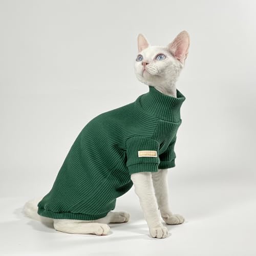 HONGSUO Sphynx-Katzenkleidung Devon/Haarlose Katze Frühling Und Herbst Rollkragenpullover Reine Baumwolle Basisschicht Bequem Und Warm,Grün,XXL HONGSUO Sphynx-Katzenkleidung Devon/Haarlose Katze Frühling Und Herbst Rollkragenpullover Reine Baumwolle Basisschicht Bequem Und Warm,Grün,XXL von HONGSUO
