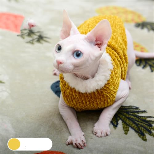 HONGSUO Sphynx Katzenkleidung Devon/Haarlose Katze Herbst Und Winter Handgemachter Pullover Bequem Und Warm 9 Farben,Gelb,XS HONGSUO Sphynx Katzenkleidung Devon/Haarlose Katze Herbst Und Winter Handgemachter Pullover Bequem Und Warm 9 Farben,Gelb,XS von HONGSUO