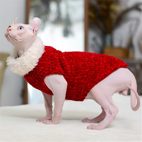 HONGSUO Sphynx Katzenkleidung Devon/Haarlose Katze Herbst Und Winter Handgemachter Pullover Bequem Und Warm 9 Farben,Rot,XS HONGSUO Sphynx Katzenkleidung Devon/Haarlose Katze Herbst Und Winter Handgemachter Pullover Bequem Und Warm 9 Farben,Rot,XS von HONGSUO