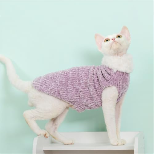 HONGSUO Sphynx Katzenkleidung Devon/Haarlose Katze Herbst Und Winter Handgemachter Pullover Bequem Und Warm 9 Farben,helles Lila,L HONGSUO Sphynx Katzenkleidung Devon/Haarlose Katze Herbst Und Winter Handgemachter Pullover Bequem Und Warm 9 Farben,helles Lila,L von HONGSUO