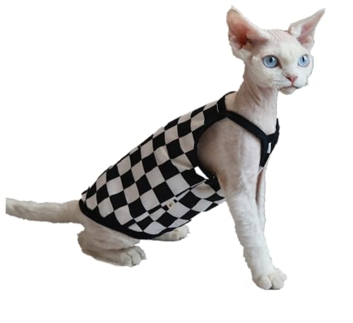 HONGSUO Sphynx-Katzenkleidung Devon/Haarlose Katze Kariertes Leibchen, Dehnbar Und Bequem,Leibchen,S+ HONGSUO Sphynx-Katzenkleidung Devon/Haarlose Katze Kariertes Leibchen, Dehnbar Und Bequem,Leibchen,S+ von HONGSUO